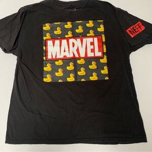 Marvel Black Tee with Duck Pattern Black Large